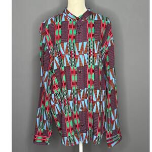 HOUSTON WHITE x Target Mens Shirt Size: Large Tab Collar Rayon Long Sleeve